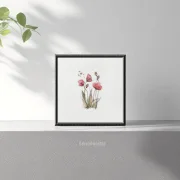 Miniatur Kunstdruck, Aquarell, Wandbild Rote Mohnblumen 02
