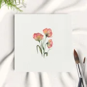 Rote Mohnblumen, Miniatur, Kunstdruck nach handgemaltem Aquarell im Landhausstil