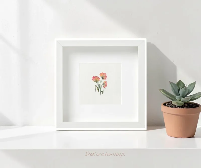 Mohnblumen in Rot, Wandbild, Miniatur Aquarell Kunstdruck auf Büttenpapier