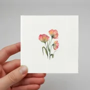 Mohnblumen in Rot, Wandbild, Miniatur Aquarell Kunstdruck auf Büttenpapier