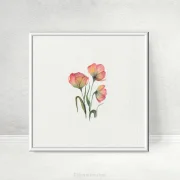 Mohnblumen in Rot, Wandbild, Miniatur Aquarell Kunstdruck auf Büttenpapier