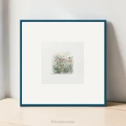 Libelle auf Blumenwiese - Miniatur, Wandbild Aquarell Kunstdruck auf Büttenpapier
