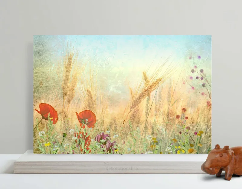 Am Feldrand, Blumenwiese, Wandbild im Shabby-Chic, Landhausstil