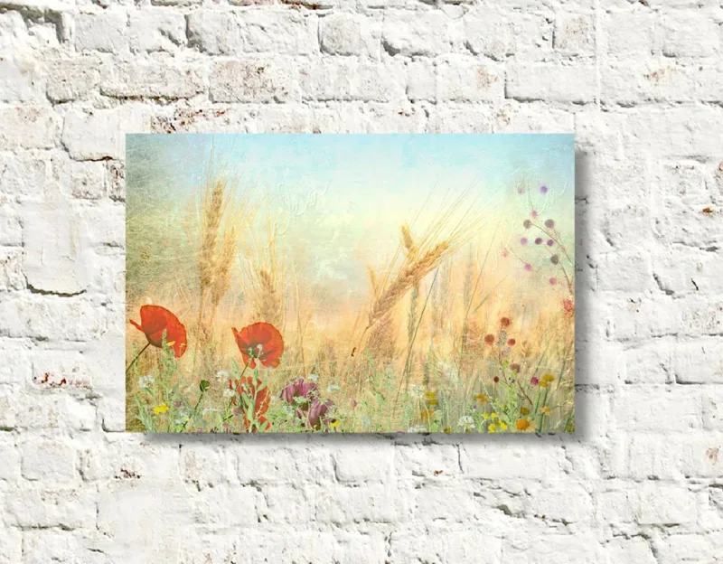 Am Feldrand, Blumenwiese, Wandbild im Shabby-Chic, Landhausstil