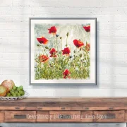 Kunstdruck Mohnblumen, Wandbild im Vintage Style, Shabby Landhausstil