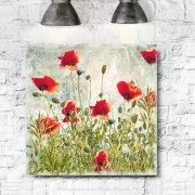 Leinwand Mohnblumen, Wandbild im Vintage Style, Shabby Landhausstil