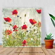 Leinwand Mohnblumen, Wandbild im Vintage Style, Shabby Landhausstil