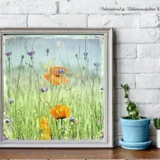 Kunstdruck Mohnblumen & Kornblumen, Wandbild im Shabby Landhausstil 