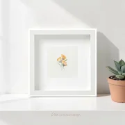Gelbe Mohnblumen, Miniatur, Kunstdruck nach handgemaltem Aquarell im Landhausstil