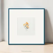 Gelbe Mohnblumen, Miniatur, Kunstdruck nach handgemaltem Aquarell im Landhausstil