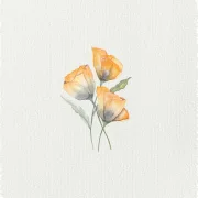 Gelbe Mohnblumen, Miniatur, Kunstdruck nach handgemaltem Aquarell im Landhausstil