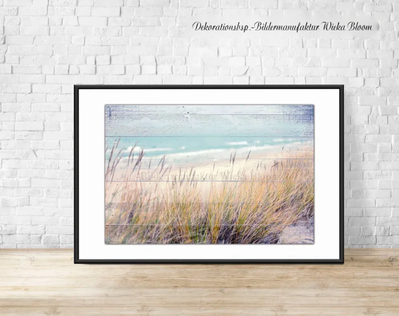 Ostsee Strand - Maritimes Wandbild im Shabby-Chic Landhausstil