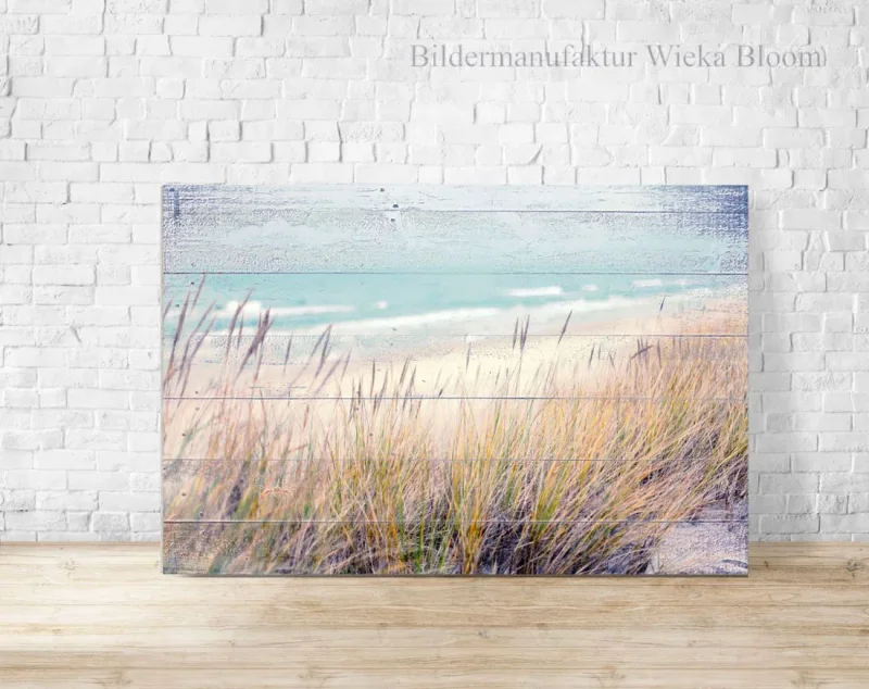 Ostsee Strand - Maritimes Wandbild im Shabby-Chic Landhausstil
