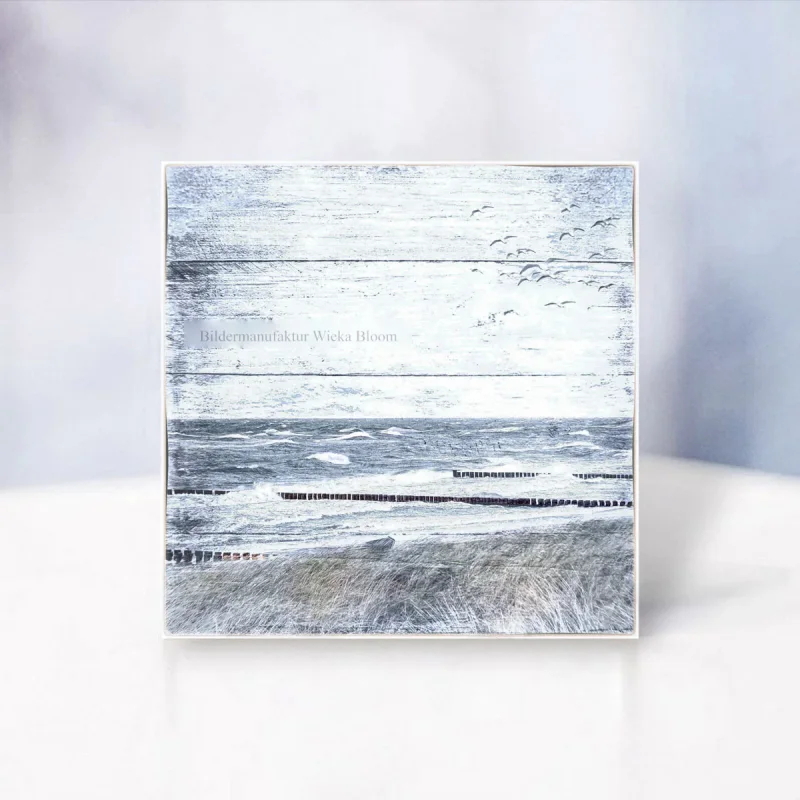 Küstenansicht Ostsee Darß - Maritimes Wandbild im Shabby Chic, Landhausstil