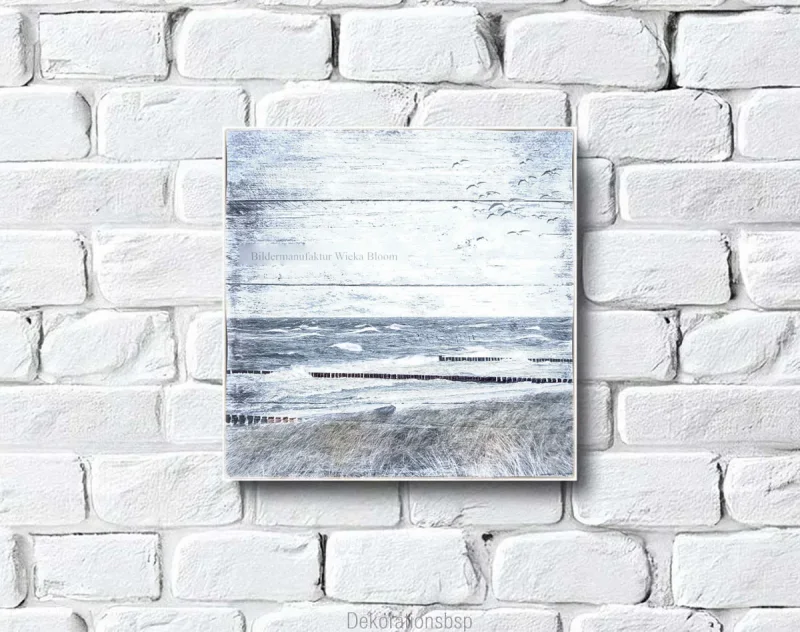 Küstenansicht Darß, Maritimes Wandbild im Shabby Landhausstil