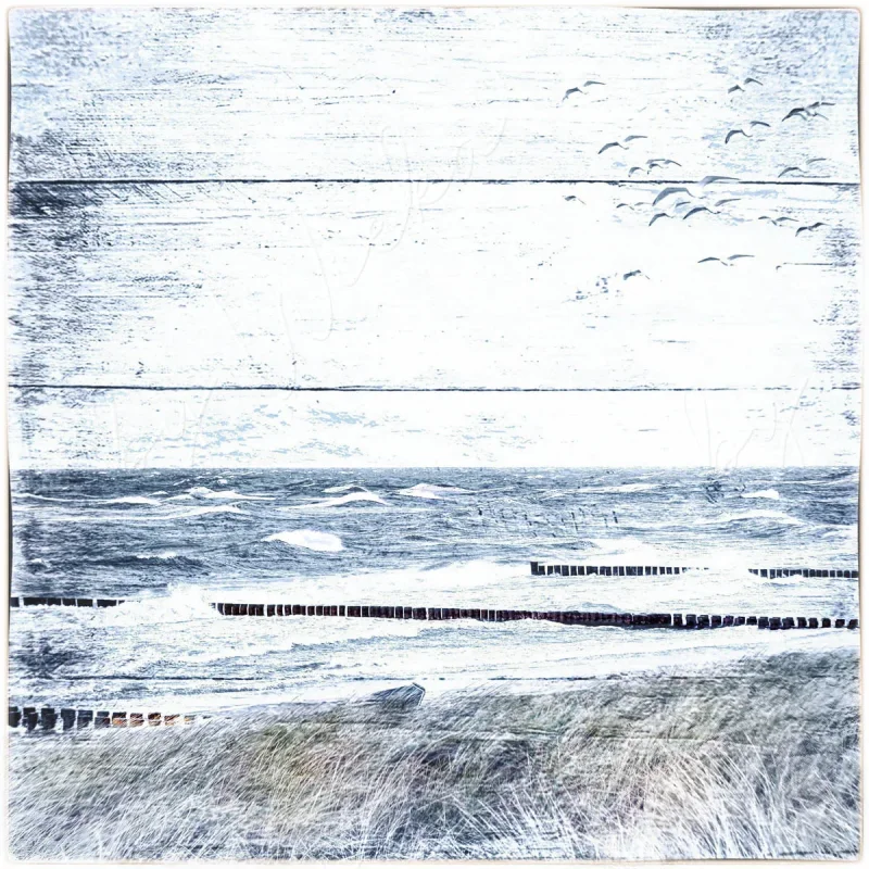 Küstenansicht Ostsee Darß - Maritimes Wandbild im Shabby Chic, Landhausstil