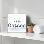 Meer Ostsee, maritimer Holzblock im Shabby Chic