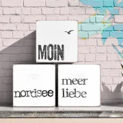 Ostsee, Maritimer Holzblock, Mini Holzschild mit Spruch