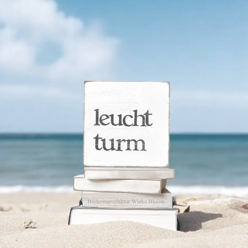 Ostsee, maritimer Holzblock im Shabby Chic