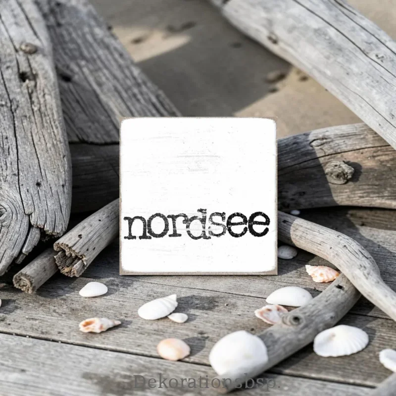 Ostsee, maritimer Holzblock im Shabby Chic