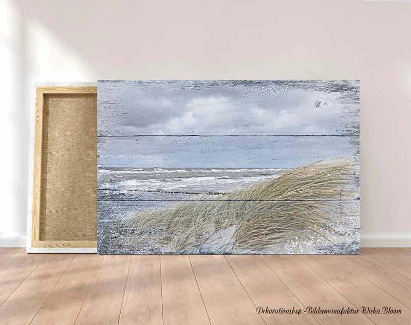 Dünen & Meer - Maritimes Wandbild im Shabby-Chic Landhausstil