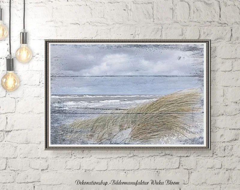 Dünen & Meer - Maritimes Wandbild im Shabby-Chic Landhausstil