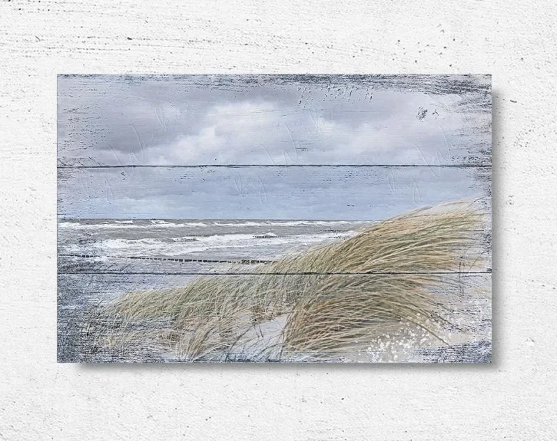 Dünen & Meer - Maritimes Wandbild im Shabby-Chic Landhausstil