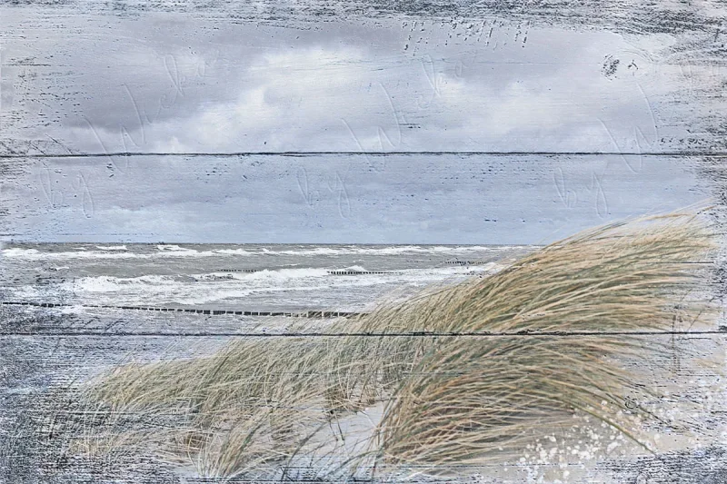 Dünen & Meer - Maritimes Wandbild im Shabby-Chic Landhausstil