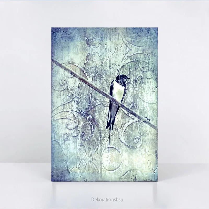 Schwalbe, Vogel, Wandbild im Shabby-Chic, Landhausstil, Vintage Style