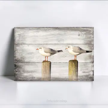 Möwen - Maritimes Wandbild im Shabby-Chic Landhausstil