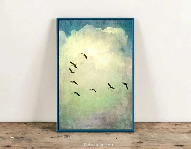 Kraniche, Wandbild im Shabby-Chic, Landhausstil, Vintage Style