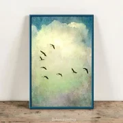 Kraniche, Wandbild im Shabby-Chic, Landhausstil, Vintage Style