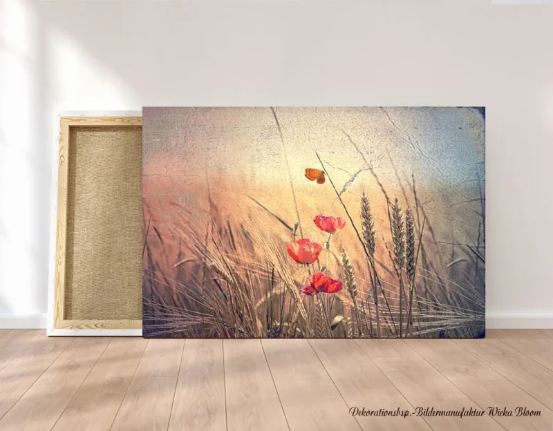 Mohnblumen, Wandbild im Shabby-Chic, Landhausstil