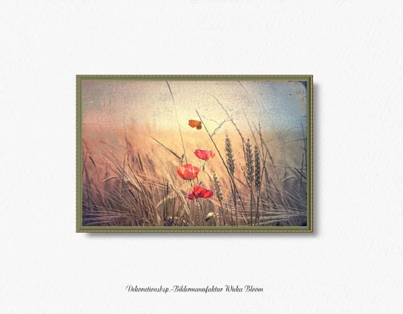 Mohnblumen, Wandbild im Shabby-Chic, Landhausstil