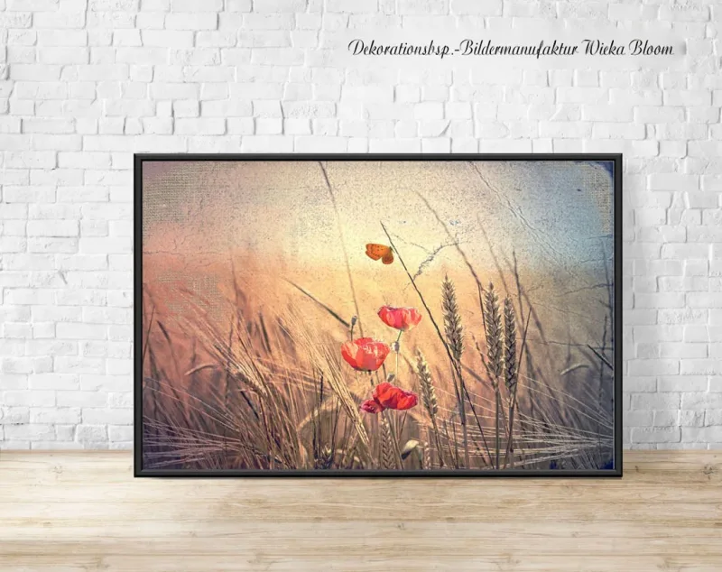 Mohnblumen, Wandbild im Shabby-Chic, Landhausstil