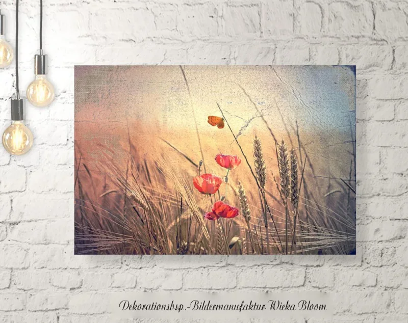 Mohnblumen, Wandbild im Shabby-Chic, Landhausstil