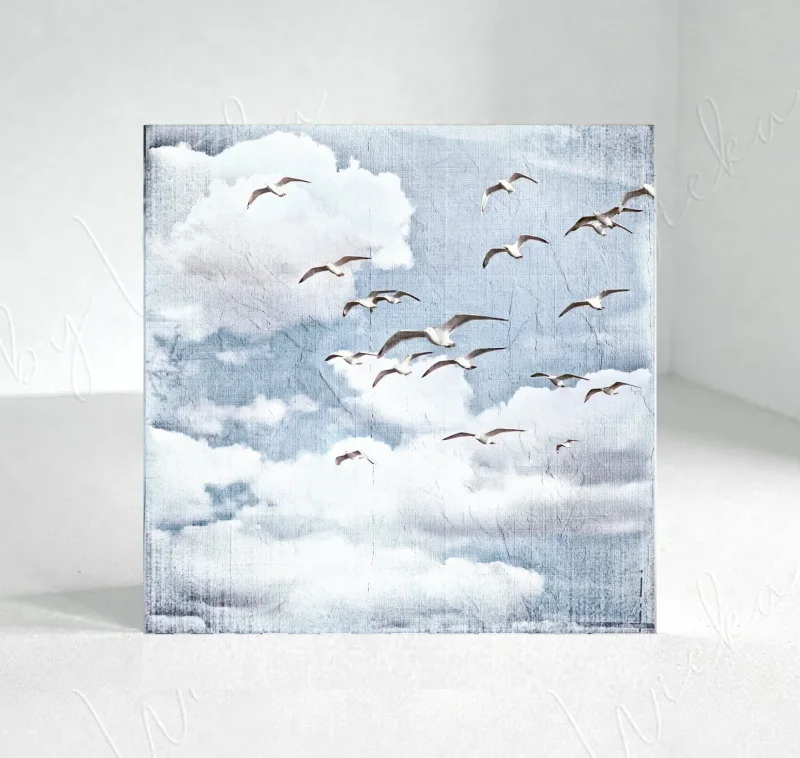 MMöwen, Maritimes Wandbild im Shabby Chic, Landhausstilaritimes Wandbild im Shabby Chic, Landhausstil