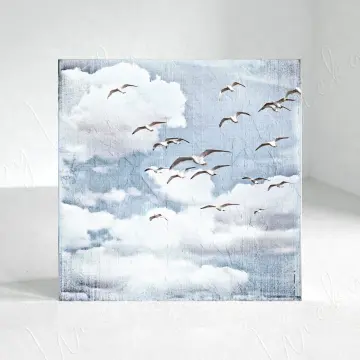 Möwenschwarm, Maritimes Wandbild im Shabby Landhausstil