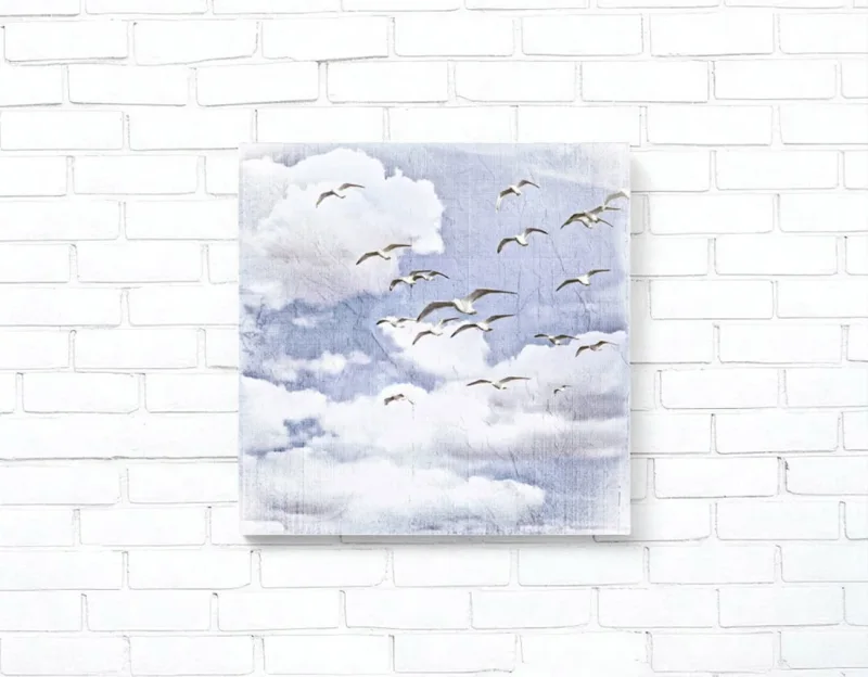 Möwen, Maritimes Wandbild im Shabby Chic, Landhausstil, Leinwandbild