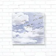 Möwen, Maritimes Wandbild im Shabby Chic, Landhausstil, Leinwandbild