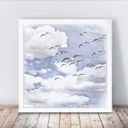 Möwen, Maritimes Wandbild im Shabby Chic, Landhausstil, gerahmt