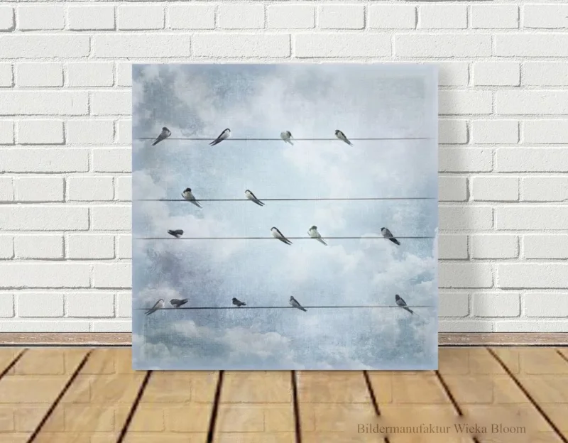 Wandbild Schwalben, Vögel im Shabby Chic Landhausstil