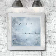 Wandbild Schwalben, Vögel im Shabby Chic Landhausstil mit Bilderrahmen