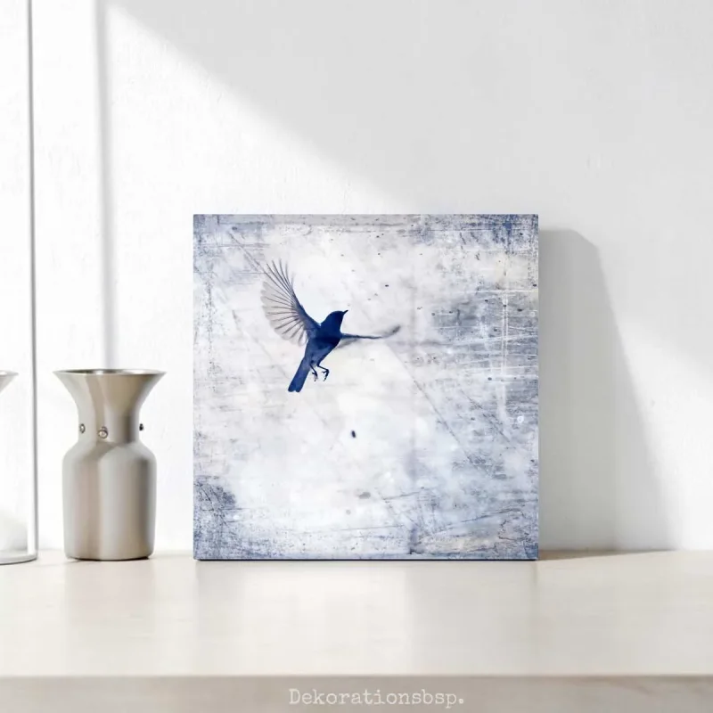 leinwanddruck holzdruck Kunstdruck Wandbild kleiner Vogel im Shabby Chic Landhausstil