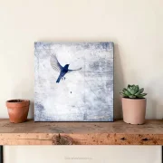 Holzdruck - leinwanddruck holzdruck Kunstdruck Wandbild kleiner Vogel im Shabby Chic Landhausstil