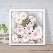 Wandbild Blumen Gänseblümchen im Vintage Style, Shabby Chic, Landhausstil als Kunstdruck Poster