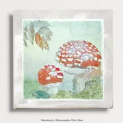 Fliegenpilze, Wandbild Waldfrüchte im Vintage Style, Landhausstil  als Kunstdruck Poster