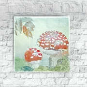 Fliegenpilze, Wandbild Waldfrüchte im Vintage Style, Landhausstil  als Leinwandbild