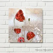 Leinwand Vintage Mohnblumen, Wandbild im Vintage Style, Shabby Chic, Landhausstil,