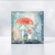 Fliegenpilz und Schnecke, Wandbild im Vintage Style, Shabby Chic, Landhausstil,